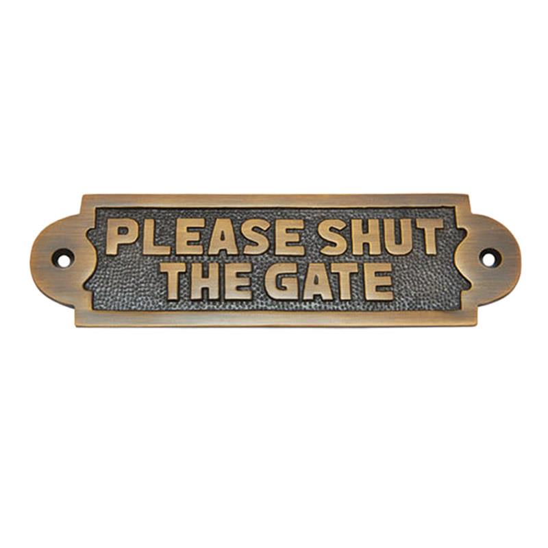 "Please Shut The Gate" Brass Door Sign