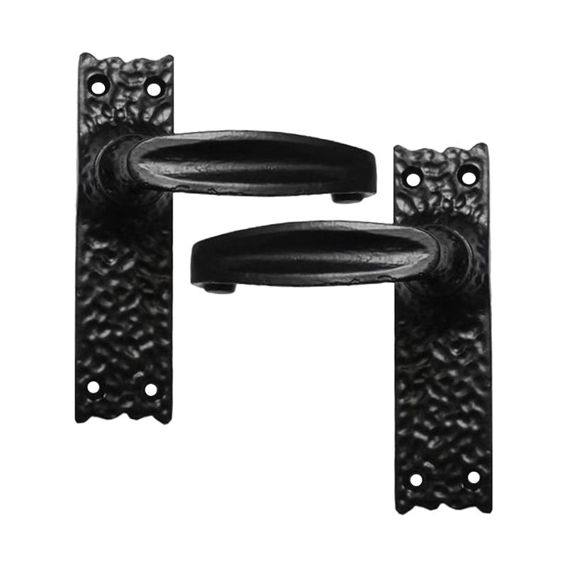 "Eunice" Black Iron Door Handle With Plate