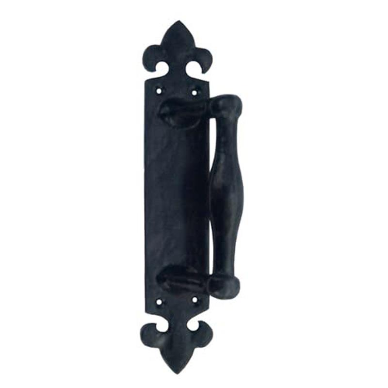 "Achim" Black Antique Iron Door Pull With Back Plate