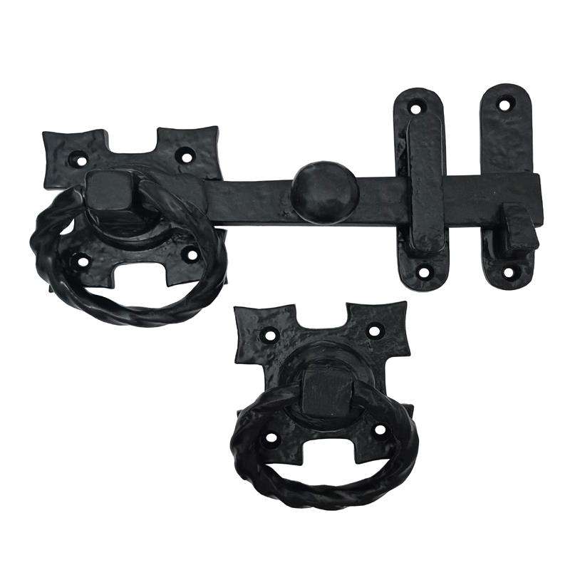 "Tiberius" Black Antique Plain Iron Gate Latch