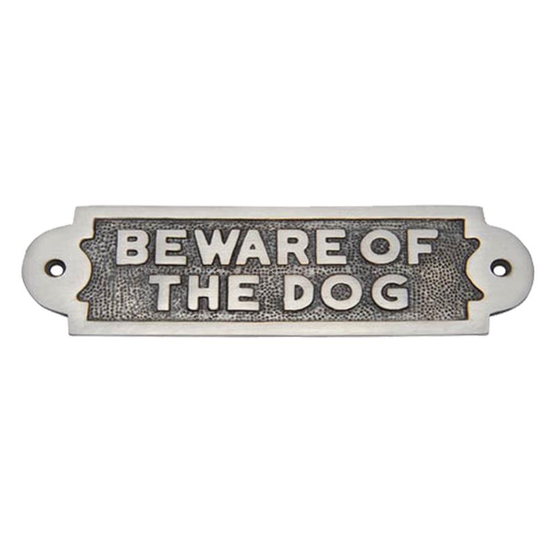 "Beware" Of The Dog Brass Door sign