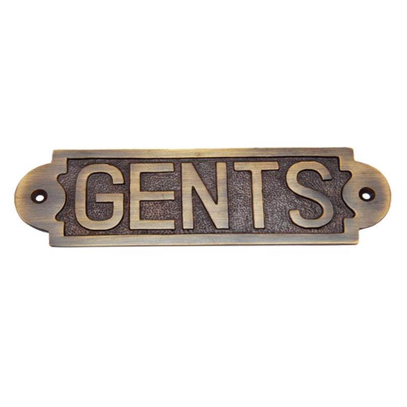 "Gents" Brass Door sign
