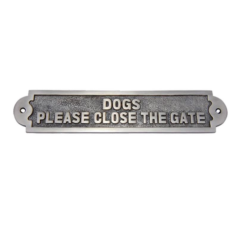 "Beware" Of The Dog Brass Door sign