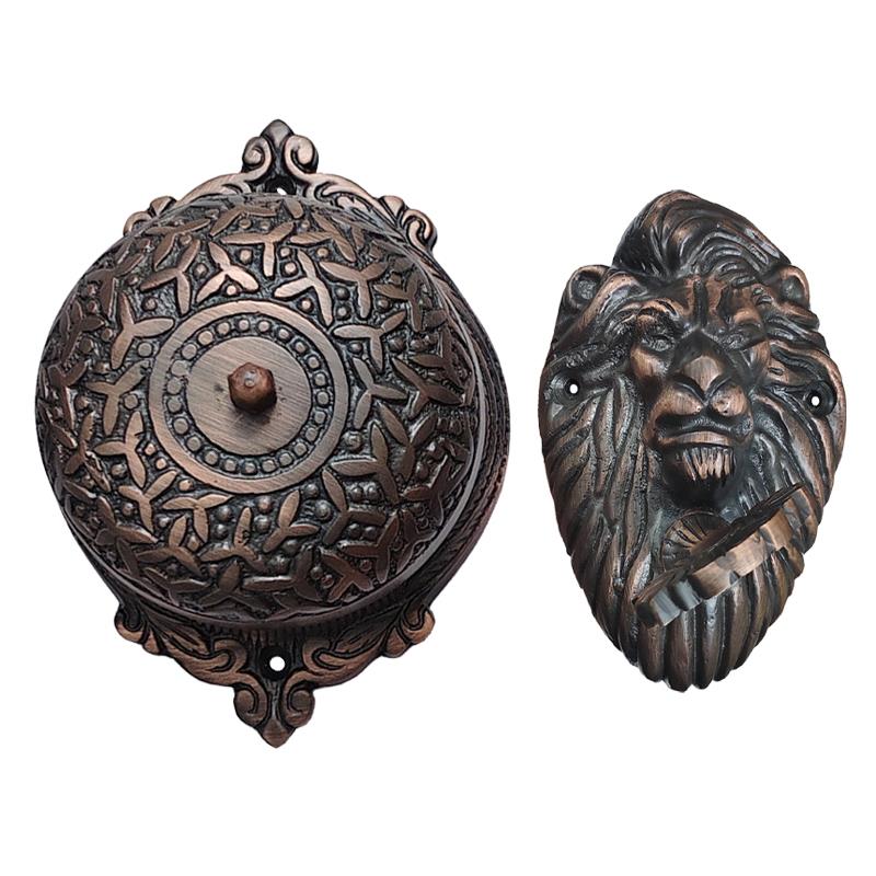 "Elshaddai" Brass Decorative Manual Old Fashioned Door Bell With Lion Key Plate